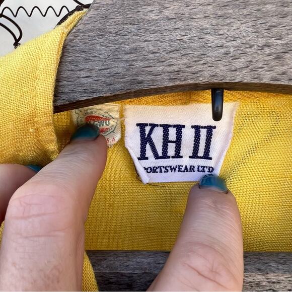 Vintage KH2 rough woven yellow open front boxy oversized blazer - Picture 3 of 5